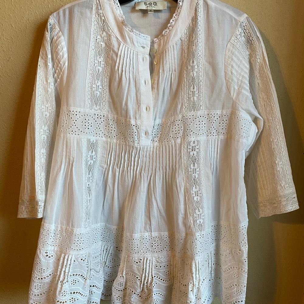 Sea New York boho peasant blouse size 8